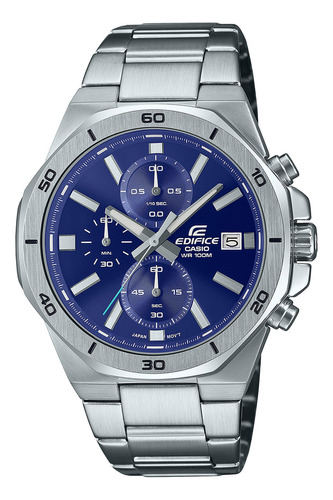 Reloj Hombre Casio Efv-640d-2avudf Edifice Color de la correa Plateado Color del bisel Plateado Color del fondo Azul