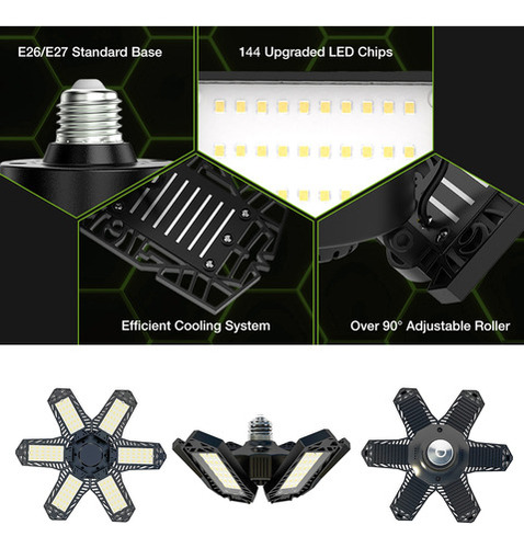 Bombilla Led 1500lm Deformable 100-265v Ventilador Luces Tec