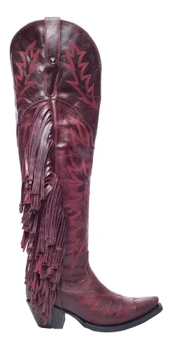Botas Vaqueras Piel De Anguila Color Vino Otras Marcas