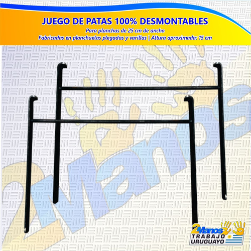 Plancha Chivitera Hamburguesas 24x25 Cm + Patas Desmontables