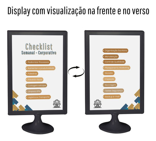 Display Preto Tipo T A4 Vertical (21x30cm) - 10 Peças