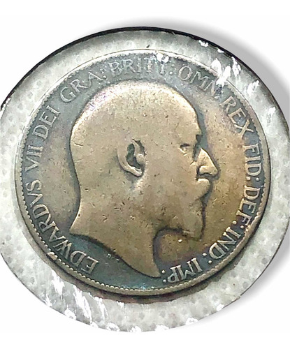 Moneda De Cobre De 1/2 Penny De La Gran Bretaña Año 1906 (Usado)