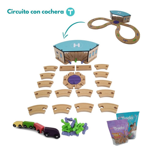 Imagen 2 de 10 de Tracks Pistas Circuito Con Cochera Y Tren Magnetico Extensib