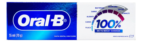 Oral B Pasta Dental Con Fluor 100% De Tu Boca Cuidada Menta
