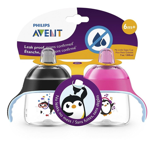 Set Vasos Avent Agarradera Antigoteo 7oz  6 Meses Pack  2