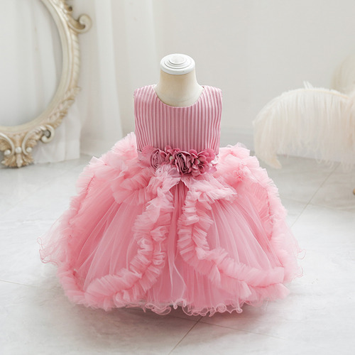 Vestido De Princesa Con Flores Para Niñas De 0 A 12 Meses, B