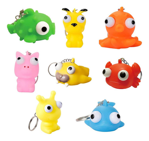 Objetos De Llavero Antiestres, Mxkrg-002, 8pza, Cartoon Anim Color Multicolor