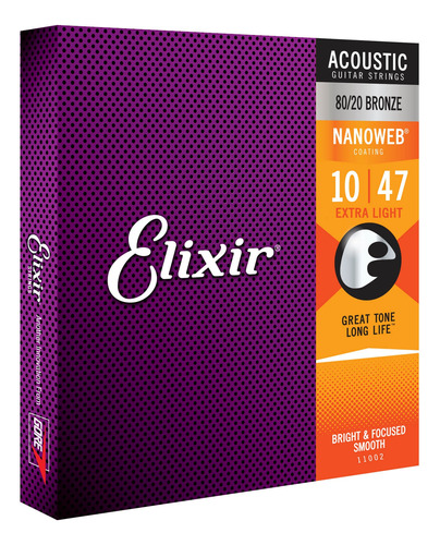 Encordoamento Violão Elixir 11002 .010 Aço Extra Light