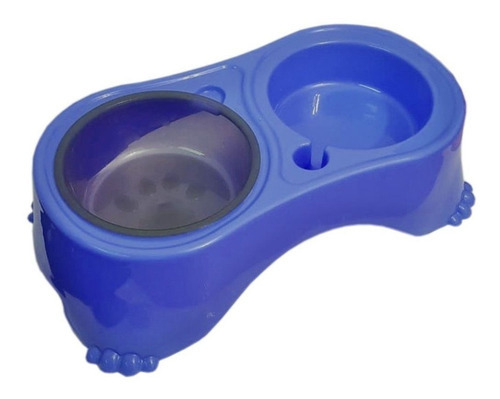 Comedouro Alto Duplo Para Cães Filhotes Raças Pequenas Cor Azul