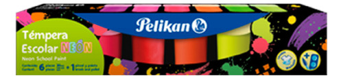 Temperas Escolares Neon Pelikan 6 Frasco Pincel Palet