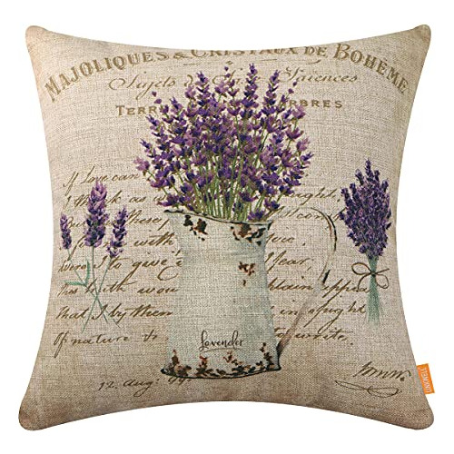 Fundas De Almohada De Lavanda De 18x18 Decoración De E...