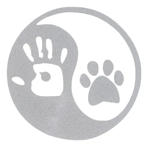 Adhesivo Reflectante Ying Yang Pata Perro Mano Humano Silver