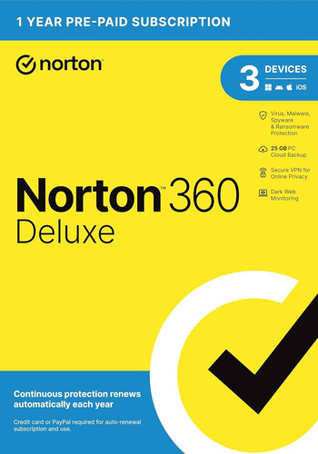 Antivirus Norton 360 Deluxe 3 Dispositivos 1 Año