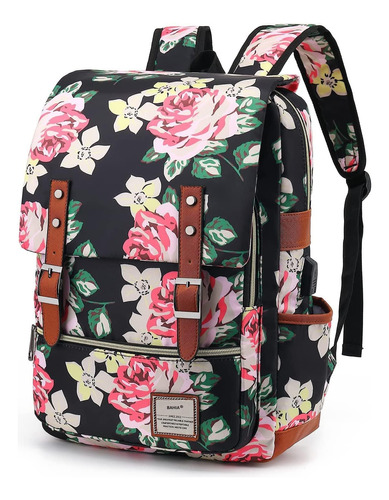 Mochila Niñas Escolares Con Estampado Floral Lindo Mochila 