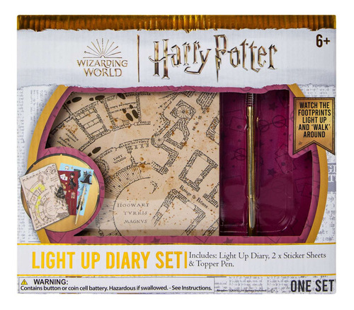 Harry Potter Mini Cuaderno Diario Set Con Pluma Y Luz Led Color Beige