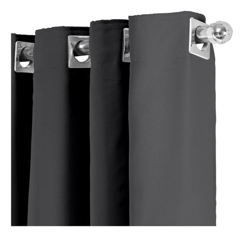 Cortina Blackout Tecido Com Voil 2,20m X 2,90m Sala Quarto Preto