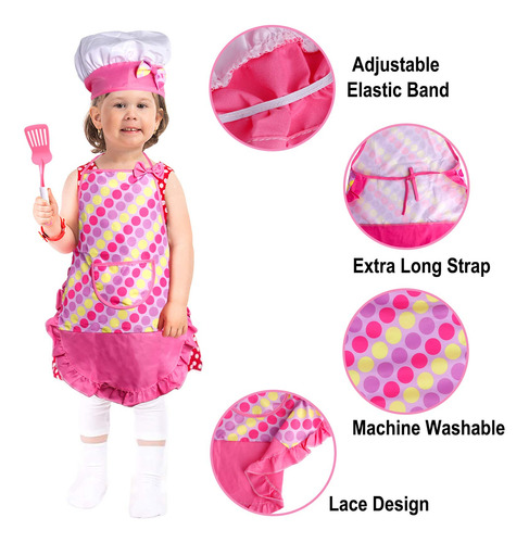 Set Cocina Infantil 26 Piezas Con Delantal Y Gorro Chef Color