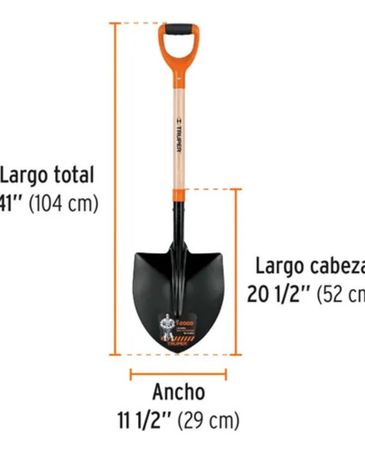 Pala Punta Huevo Mango De Madera Truper Modelo Pph-p