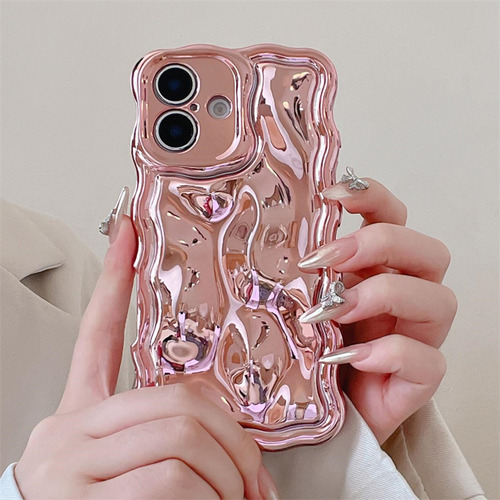 Funda Para iPhone, Lujosa, Chapada En 3d, Textura Ondulada, Suave Y Lisa, Coche