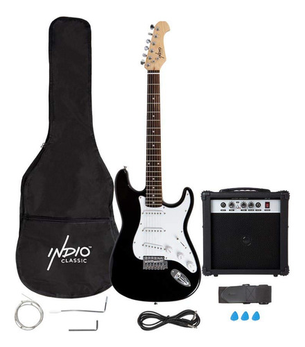 Indo Serie 6 Cuerda Para Guitarra Electrica Derecha Negro