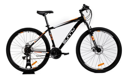 Imagen 1 de 1 de Mountain bike Sunny MTL 290 M 21v frenos de disco mecánico cambios Sun Run y Shimano Tourney color negro/naranja con pie de apoyo