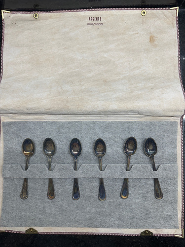 6 Cucharitas Antiguas Té Plata800/1000 10cm Con Estuche Plata (Usado)