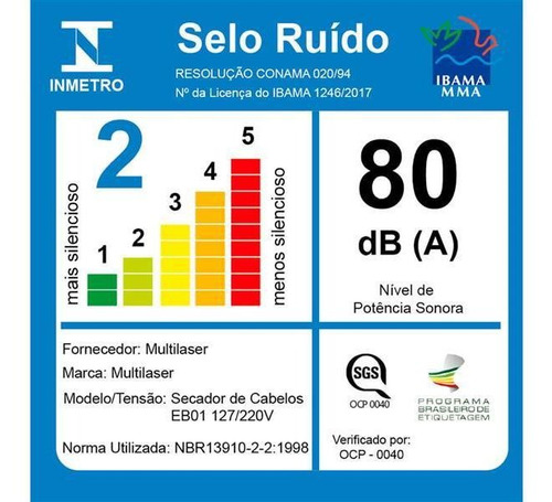 Secador De Cabelo Modelo Viagem Preto E Prata 1200w Biv Eb01