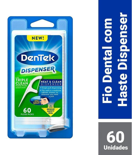 Dispenser P/ Fio Dental Dentek Triple Clean Adv Clean 60un