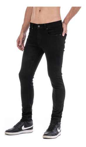 Imagen 1 de 7 de Pantalón Negro Caballero Skinny Slim Bolsa Seccionada