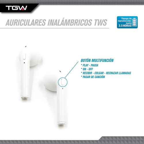 Imagen 3 de 10 de Auriculares Inalambricos Tws Bluetooth Tgw