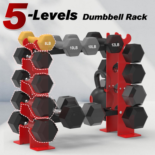 Soporte Para Mancuernas 5 Niveles, Capacidad 204 Kg