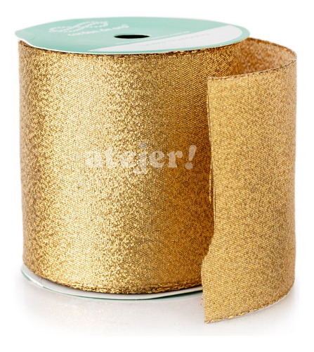 Imagen 1 de 4 de Cinta Navideña Lurex 80mm Cordón De Oro X 10 Mts + Calidad