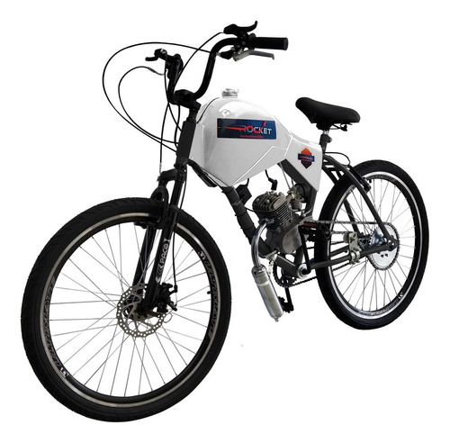 Bicicleta Motorizada 80cc Fr Disc/susp Carenada Rocket Cor Branco Absoluto Tamanho Do Quadro 19