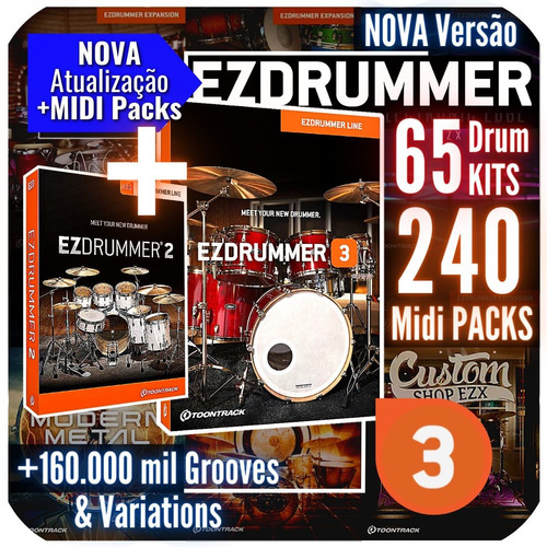 Ezdrummer 3 Completo, Expansões Ezx, Midi Packs, Toontrack