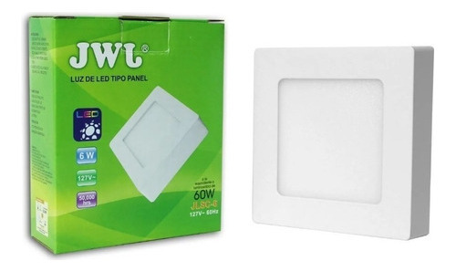 Plafon Led 6w Sobreponer Cuadrado Luz Calida 6pz Jwj Blanco