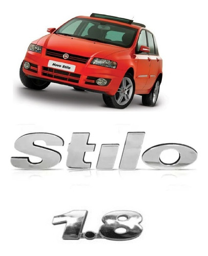 Emblema Nome Stilo 1.8 Cromado Mala Linha Fiat