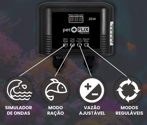 Bomba Submersa P/ Aquários Com Simulador De Ondas Pet Flix