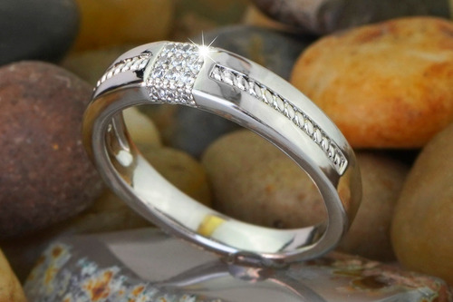 Imagen 4 de 8 de Anillos Compromiso Oro Blanco 18k Circonias Cubicas Mamá