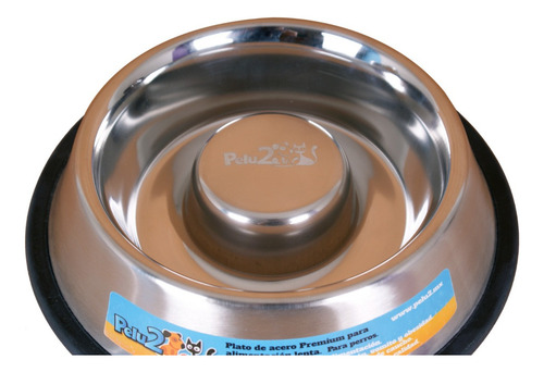 Pack 2 Pzs De Platos Alimentación Lenta De Acero For Perro