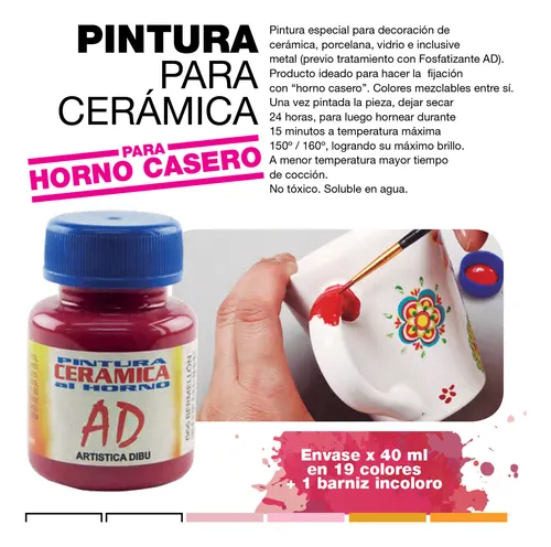 Pintura Para Ceramica Al Horno Ad Set Por 20 Colores 40cc