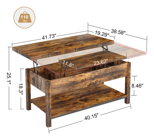 Fabato Mesa De Centro Elevable Mesa Auxiliar Convertible