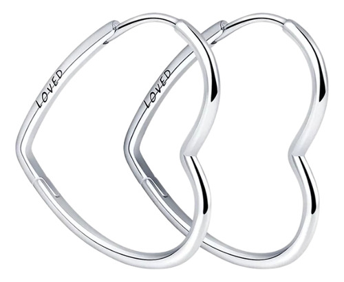 Aros - Argollas De Plata 925 Corazón 31 Mm Diametro