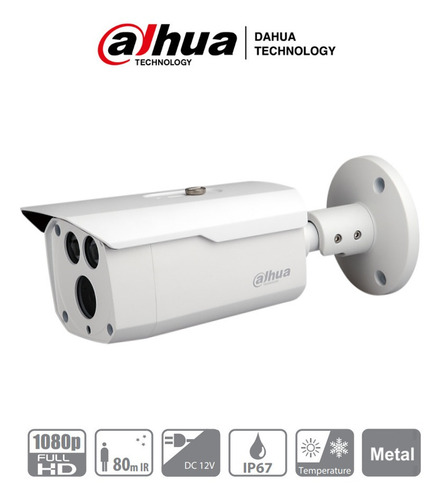 Camara Bullet Hdcvi 1080p 87.5° Dahua Hfw1200d36 Ip67 Metal