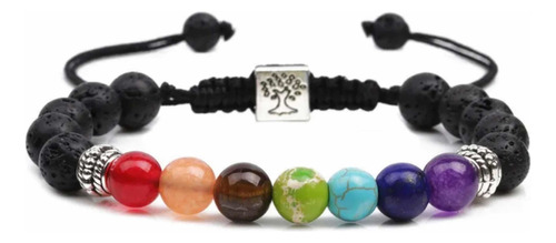 Pulsera Ajustable 7 Chakras Aromaterapia Piedra Volcánica Diámetro 18   Largo 18