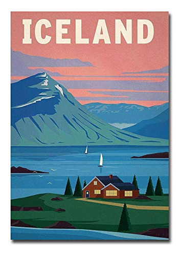 Imán Para Nevera Con Diseño Vintage De Viajes De Islandia, T