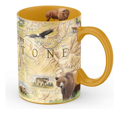 Taza De Cerámica Con Mapa Del Parque Nacional De Yellowstone