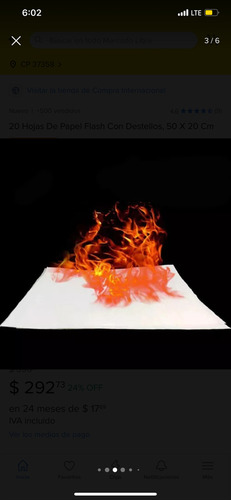 Papel Magia 50x20 Papel Flash Papel Chispa Magia Truco Fuego
