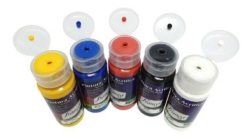 Imagen 2 de 10 de Kit X 5 Pinturas Acrílicas, Colores Primarios 60 Ml Franco.