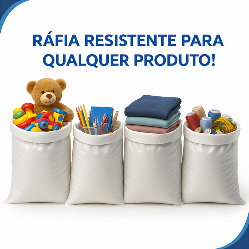 100 Saco Ráfia 90x120 Laminado Areia Entulho Reciclagem Cor Branco