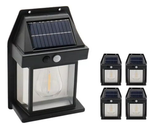 Lampara Farol Solar Retro Para Exterior De Led Con Sensor